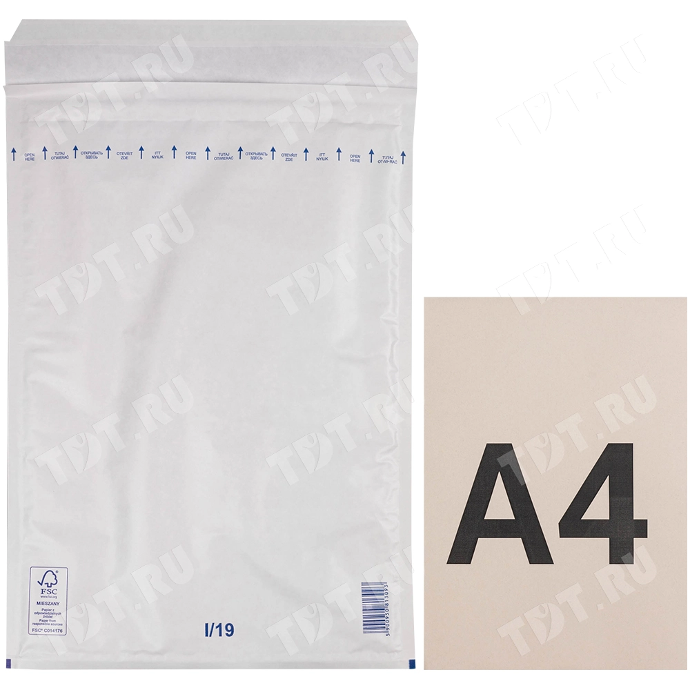 Белый крафт пакет с прослойкой, 32*45 см, I-19 (J/6)