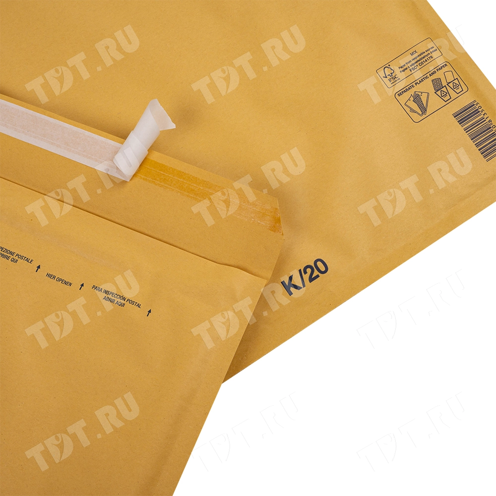 Бурый крафт пакет с прослойкой, 37*48 см, K-20-G (K/7)