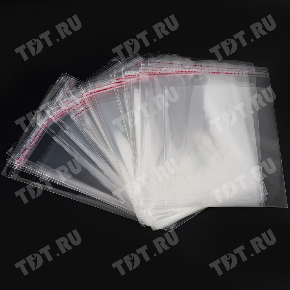 Прозрачный БОПП пакет с клеевым клапаном, 36*23 см, 100 шт.