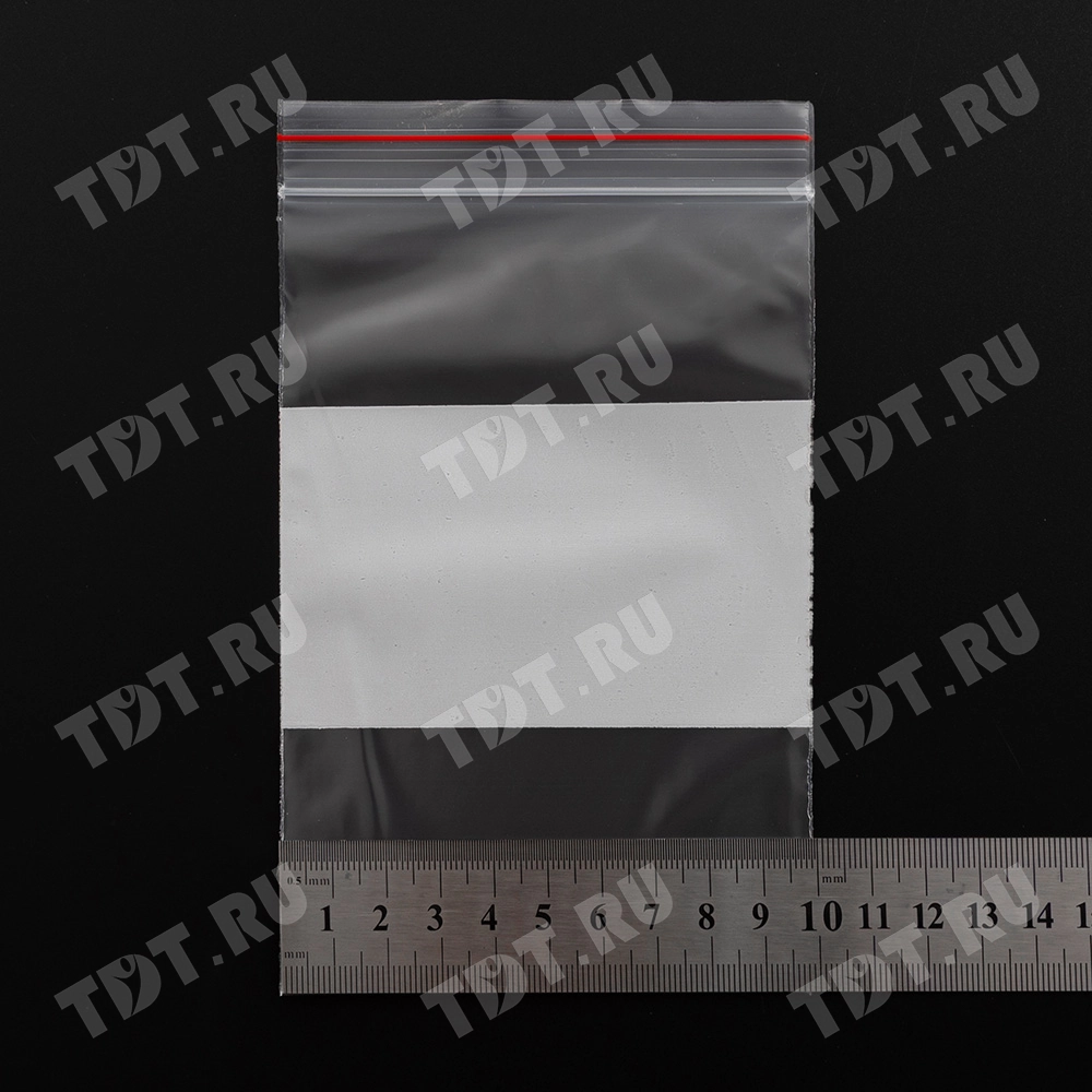 Пакет Zip Lock с полосой для надписи, прозрачный, 100*150 мм, 60 мкм, 100 шт.