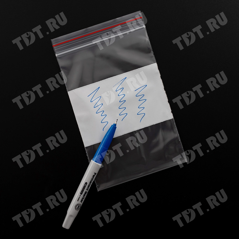 Пакет Zip Lock с полосой для надписи, прозрачный, 100*150 мм, 60 мкм, 100 шт.