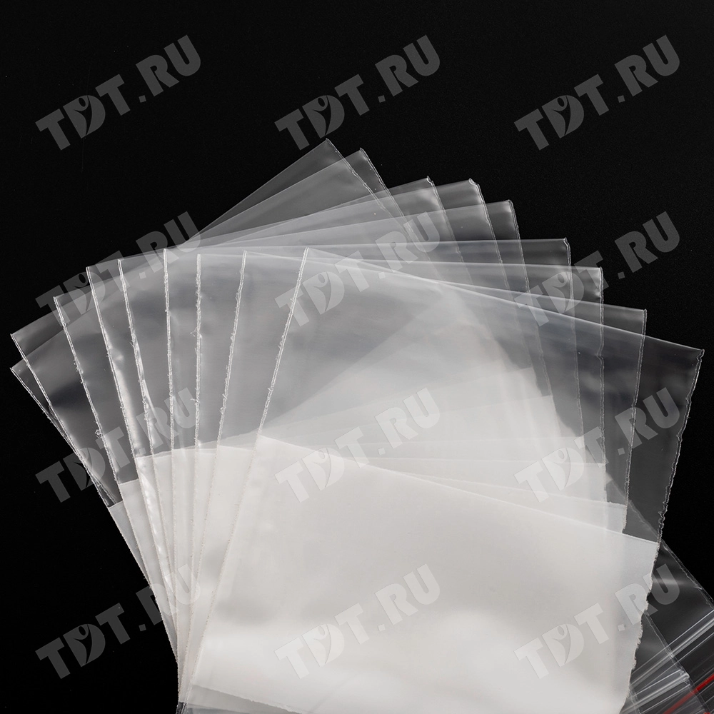 Пакет Zip Lock с полосой для надписи, прозрачный, 100*150 мм, 60 мкм, 100 шт.