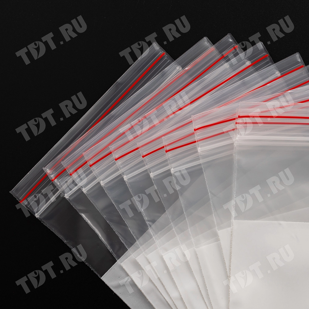 Пакет Zip Lock с полосой для надписи, прозрачный, 100*150 мм, 60 мкм, 100 шт.