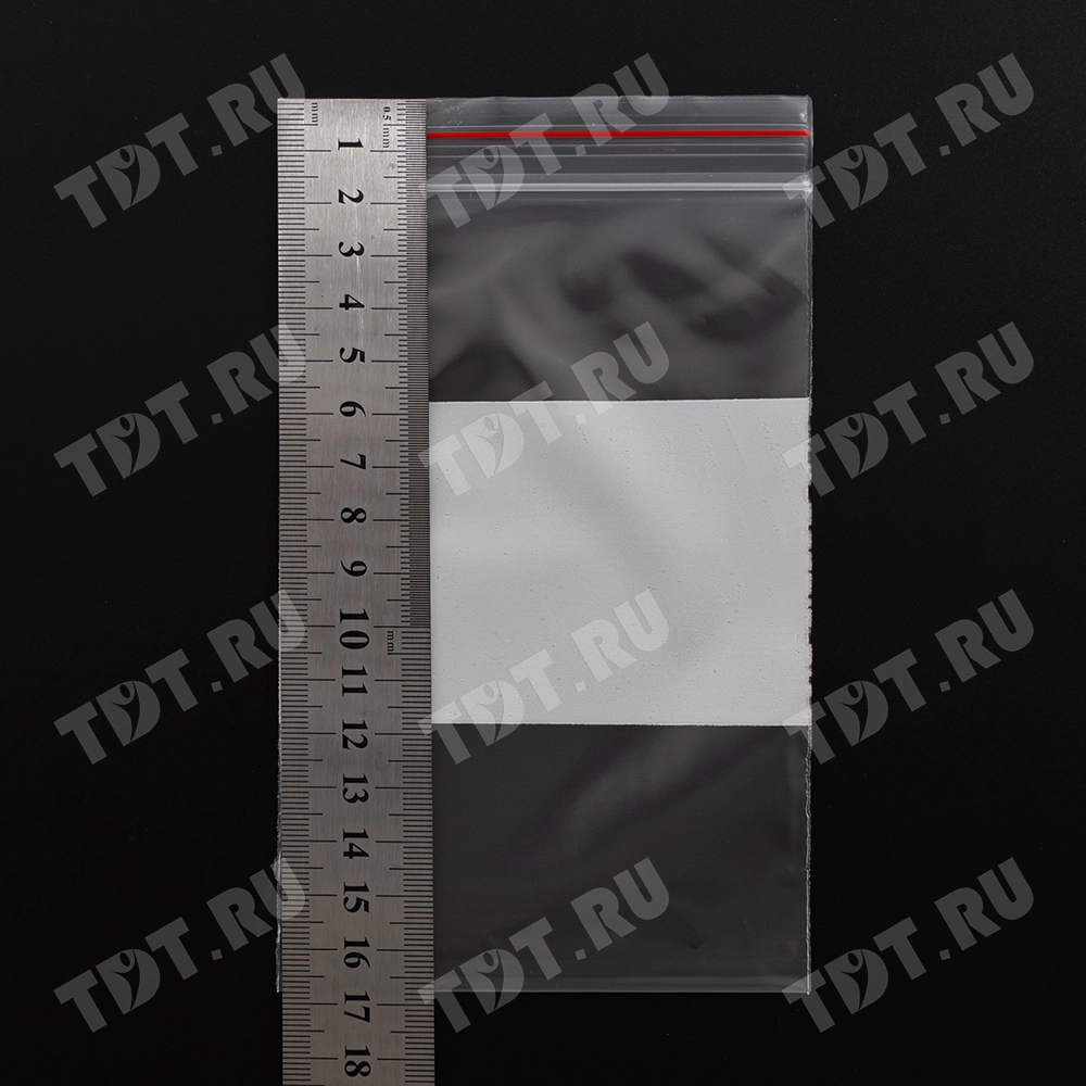 Пакет Zip Lock с полосой для надписи, прозрачный, 100*150 мм, 60 мкм, 100 шт.