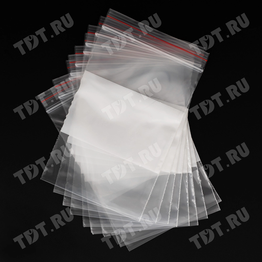 Пакет Zip Lock с полосой для надписи, прозрачный, 100*150 мм, 60 мкм, 100 шт.