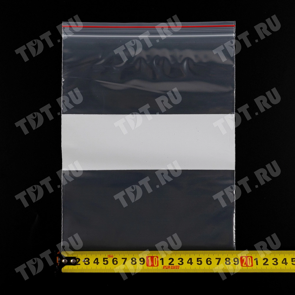 Пакет Zip Lock с полосой для надписи, прозрачный, 180*250 мм, 70 мкм, 100 шт.