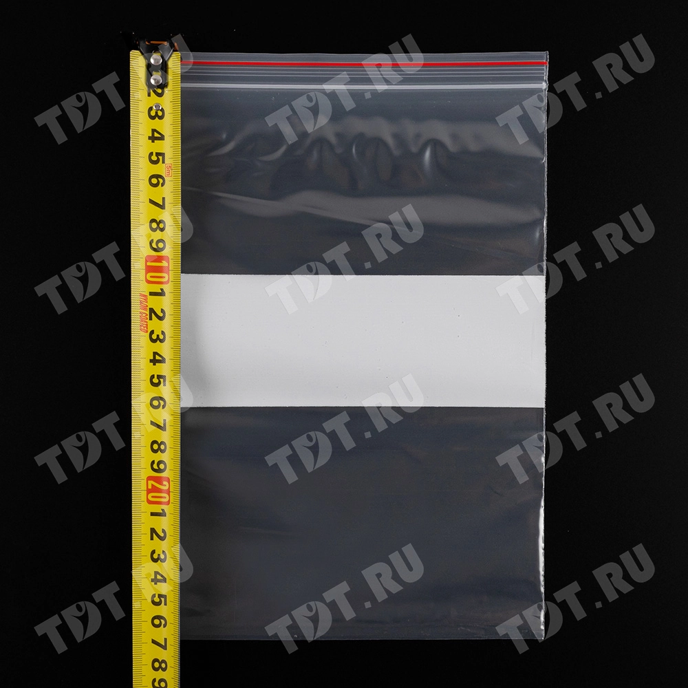 Пакет Zip Lock с полосой для надписи, прозрачный, 180*250 мм, 70 мкм, 100 шт.