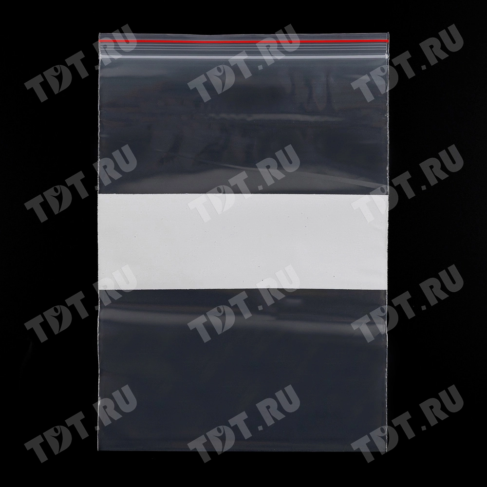 Пакет Zip Lock с полосой для надписи, прозрачный, 180*250 мм, 70 мкм, 100 шт.