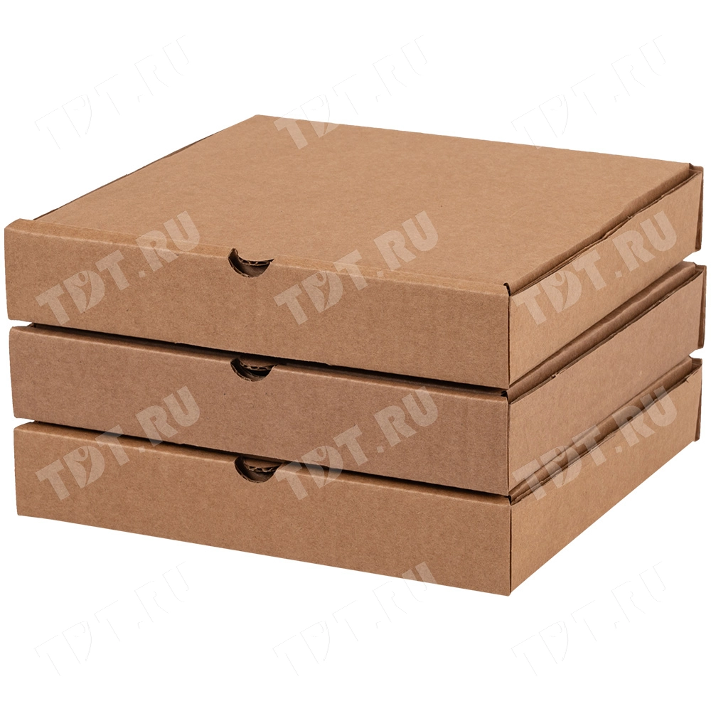 Коробка для пиццы, бурая, 210*210*35 мм
