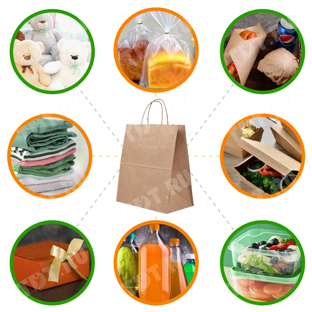 Крафт пакет с крученой ручкой, 70 г/м², 24*14*28 см