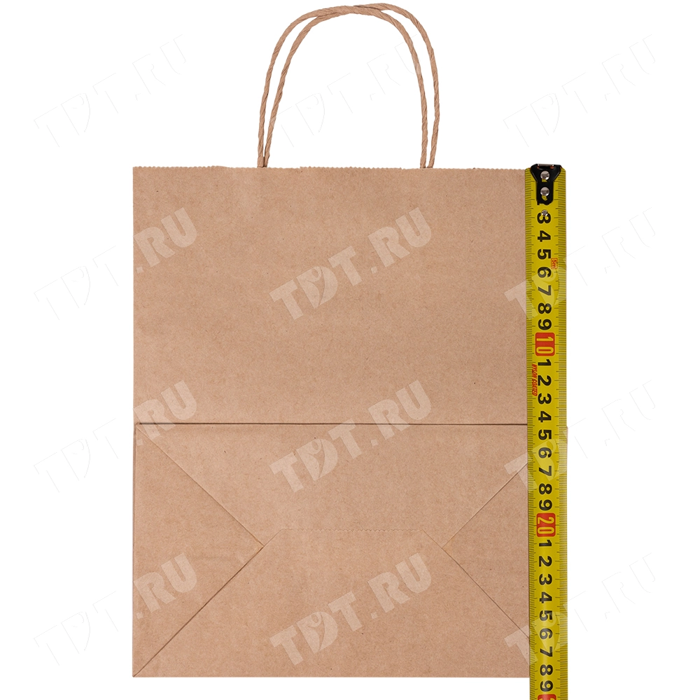 Крафт пакет с крученой ручкой, 70 г/м², 24*14*28 см