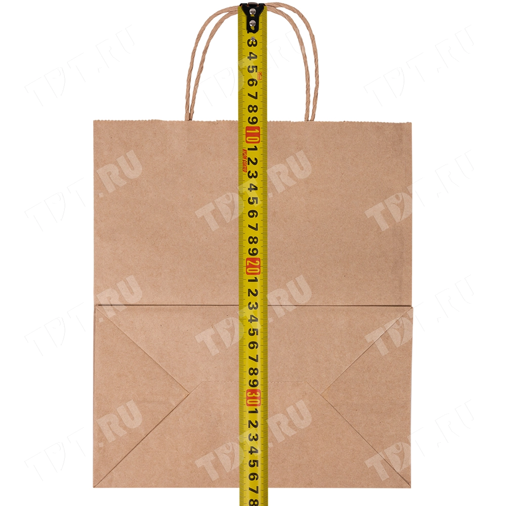 Крафт пакет с крученой ручкой, 70 г/м², 24*14*28 см