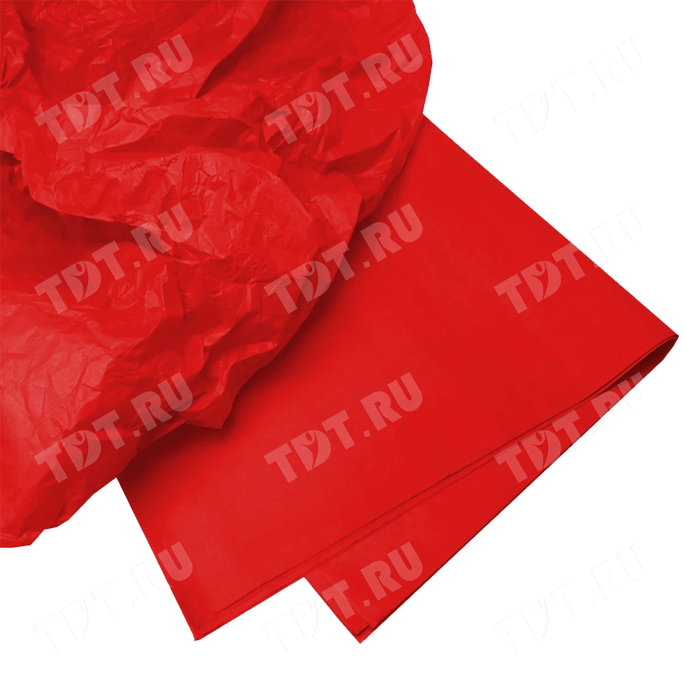 Бумага тишью упаковочная, красная, 50*66 см, 20 г/м², 10 листов