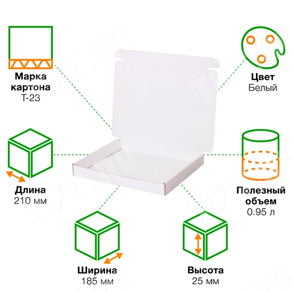 Короб КС-435 МГФ, белый, 210*185*25 мм