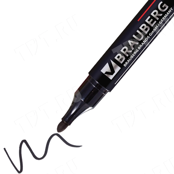 Маркер перманентный BRAUBERG, черный, 3 мм