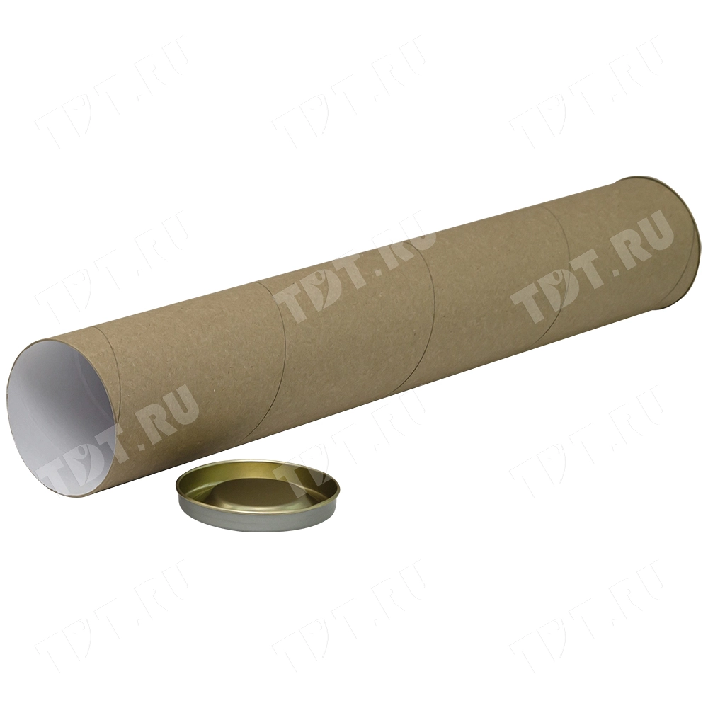 Картонный тубус с жестяной крышкой, 73*450 мм