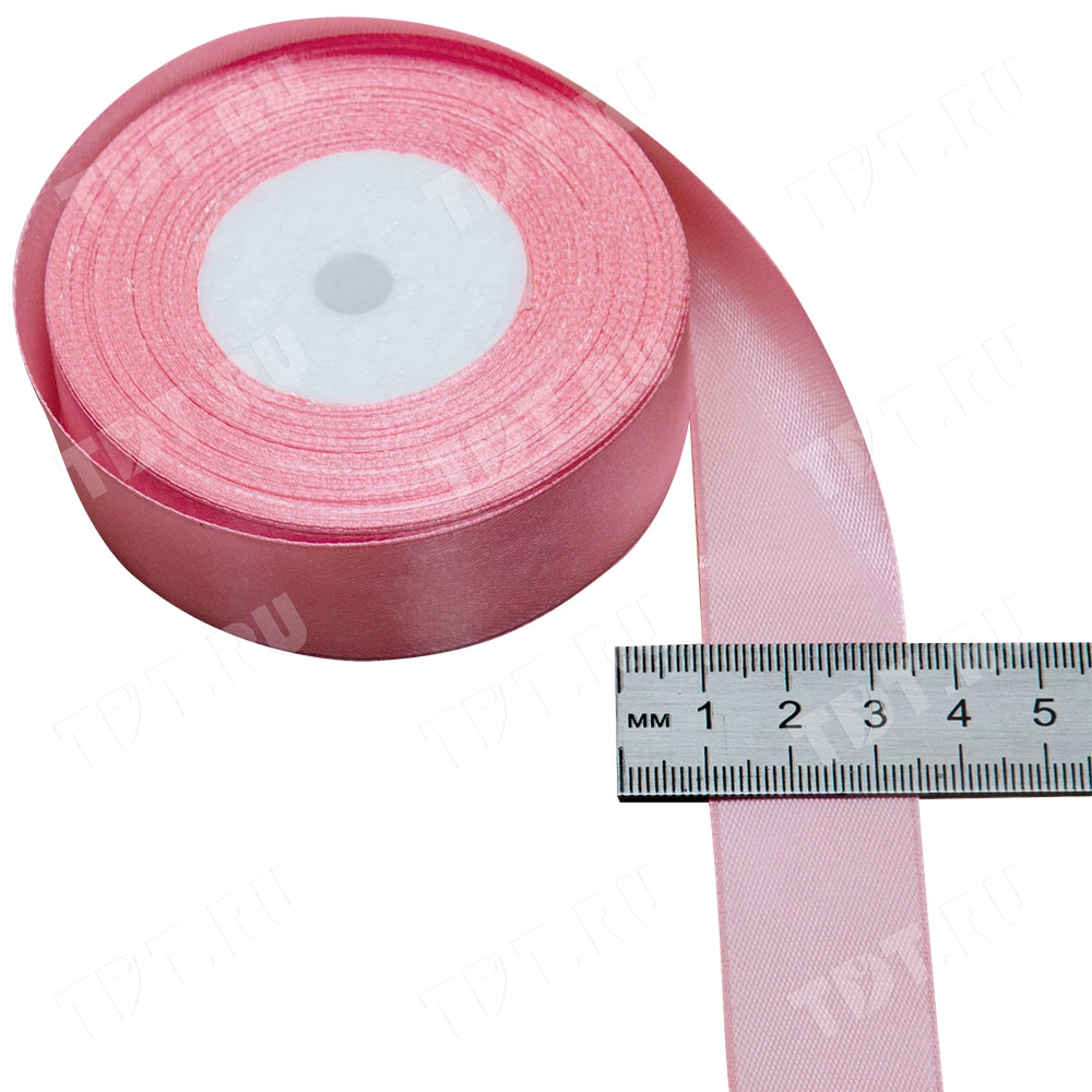 Атласная лента, розовая, 25мм*25м