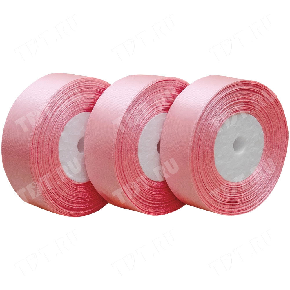 Атласная лента, розовая, 25мм*25м