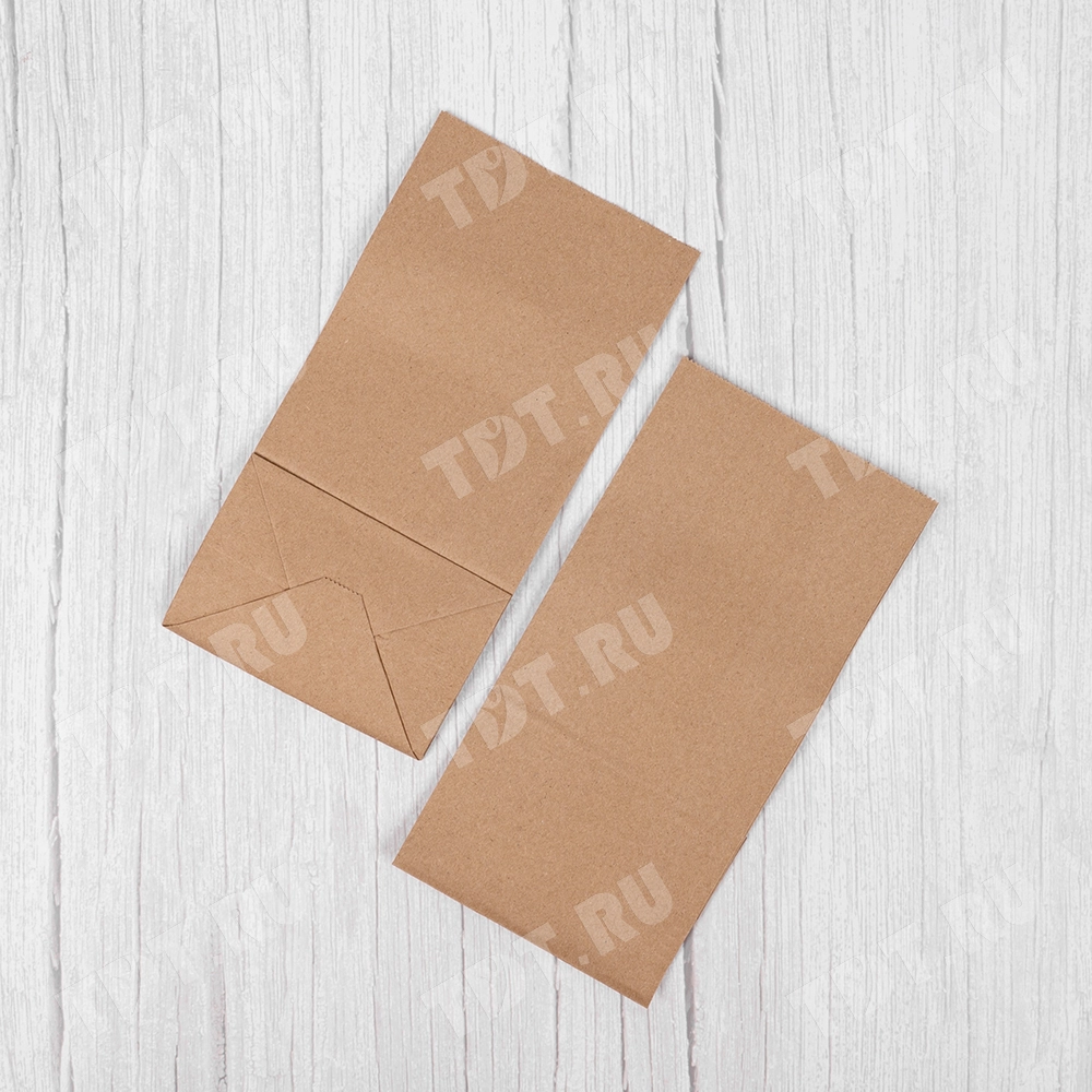Крафт пакет без ручек, 70 г/м², 8*5*17 см