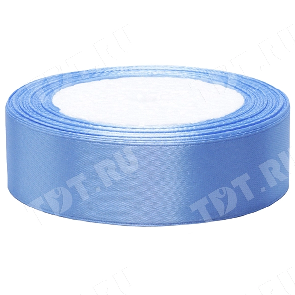 Атласная лента, голубая, 25мм*25м