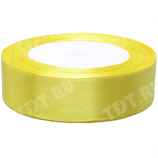 Атласная лента, лимонная, 25мм*25м