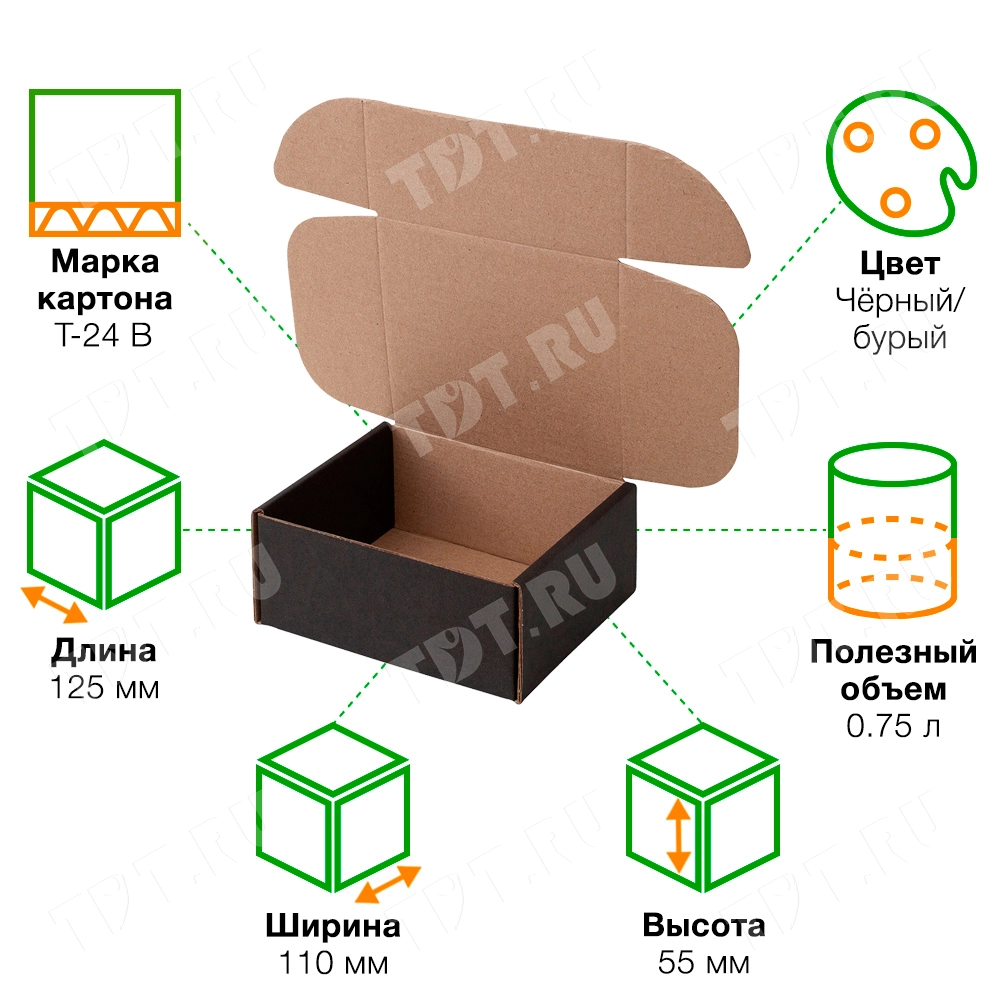 Короб КС-507 МГФ, чёрный, 125*110*55 мм