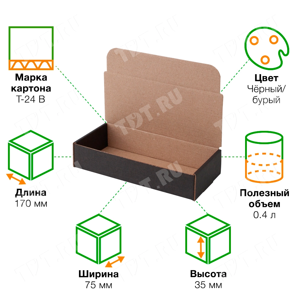 Короб КС-515 МГФ, чёрный, 170*75*35 мм