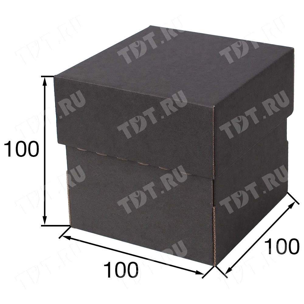 Коробка крышка-дно «Кубик», чёрная, 100*100*100 мм, Т-24 В