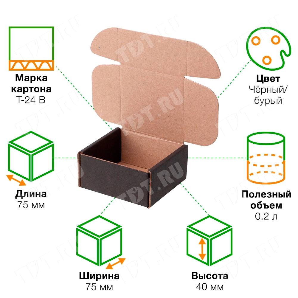 Короб КС-533 МГФ, чёрный, 75*75*40 мм