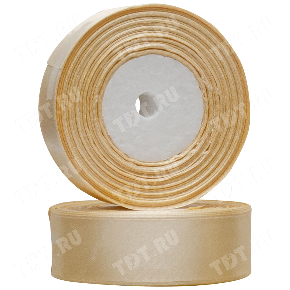 Атласная лента, шампань, 25мм*25м