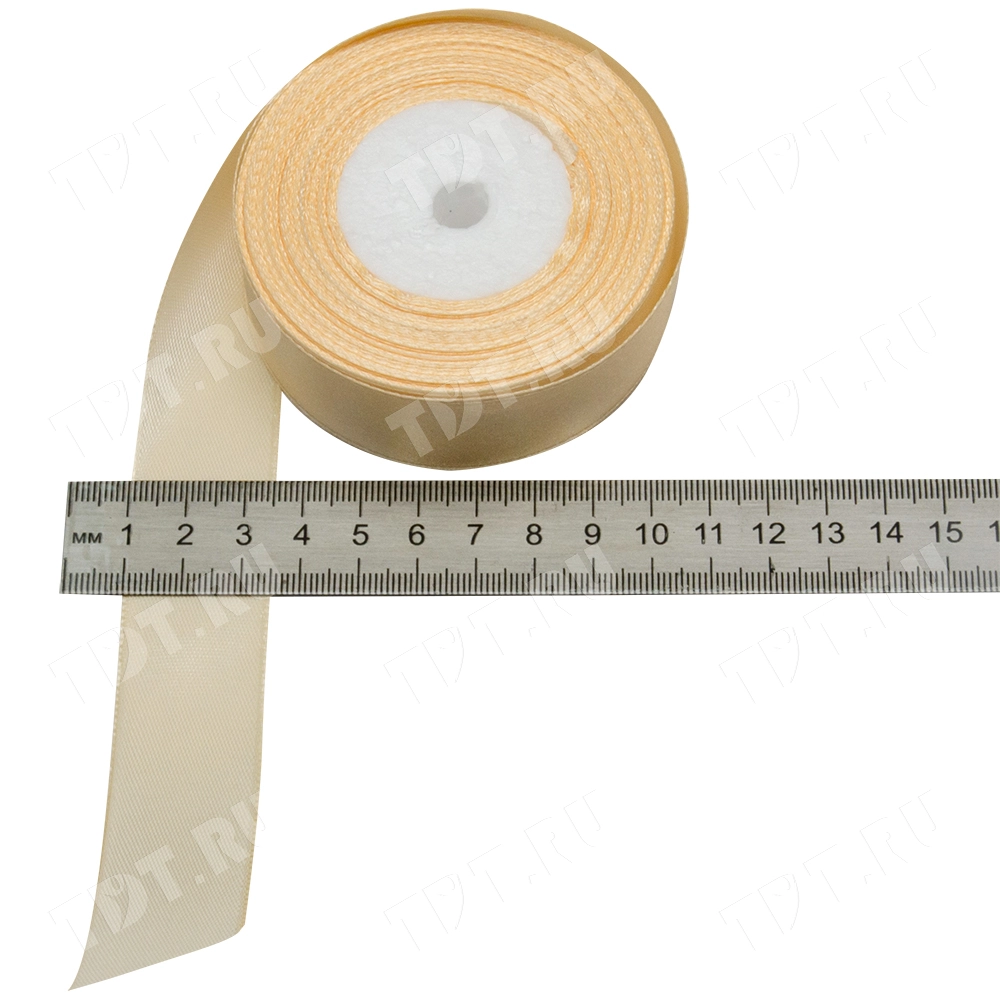 Атласная лента, шампань, 25мм*25м