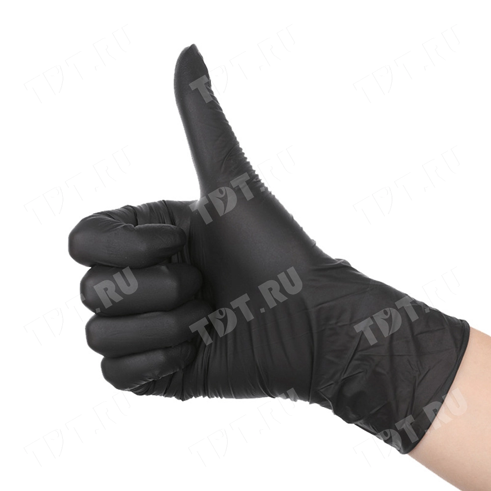 Перчатки нитриловые A.D.M., черные, размер M, 100 шт./уп.