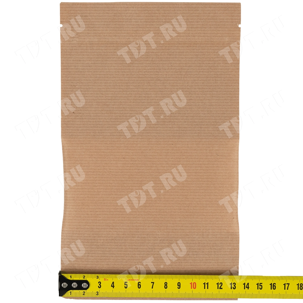 Крафт дой-пак с zip lock, прямоугольное окно 14 см, 13.5*7*22.5 см, 50 шт.