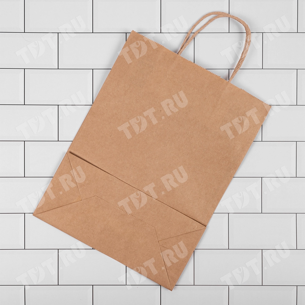 Крафт пакет с крученой ручкой, 78 г/м², 35*15*45 см