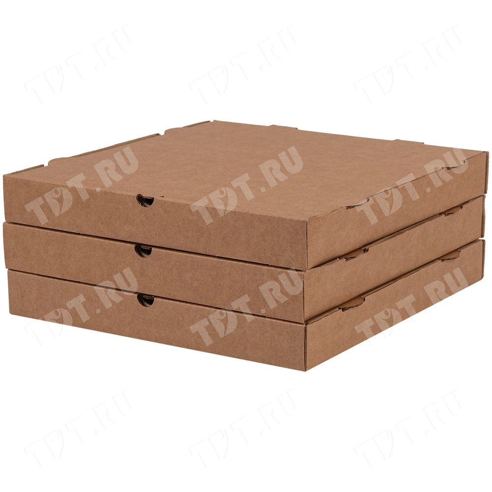 Коробка для пиццы, бурая, 330*330*40 мм