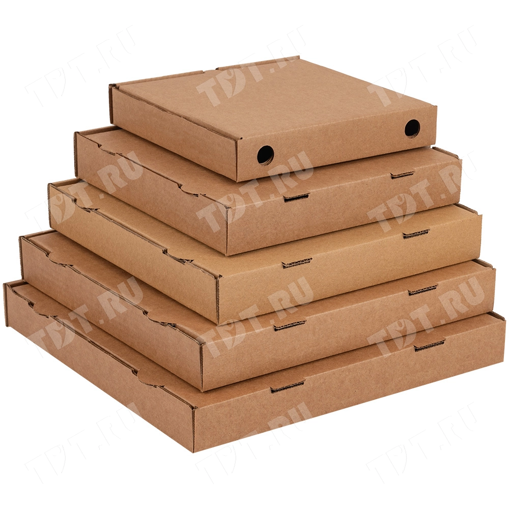 Коробка для пиццы, бурая, 330*330*40 мм