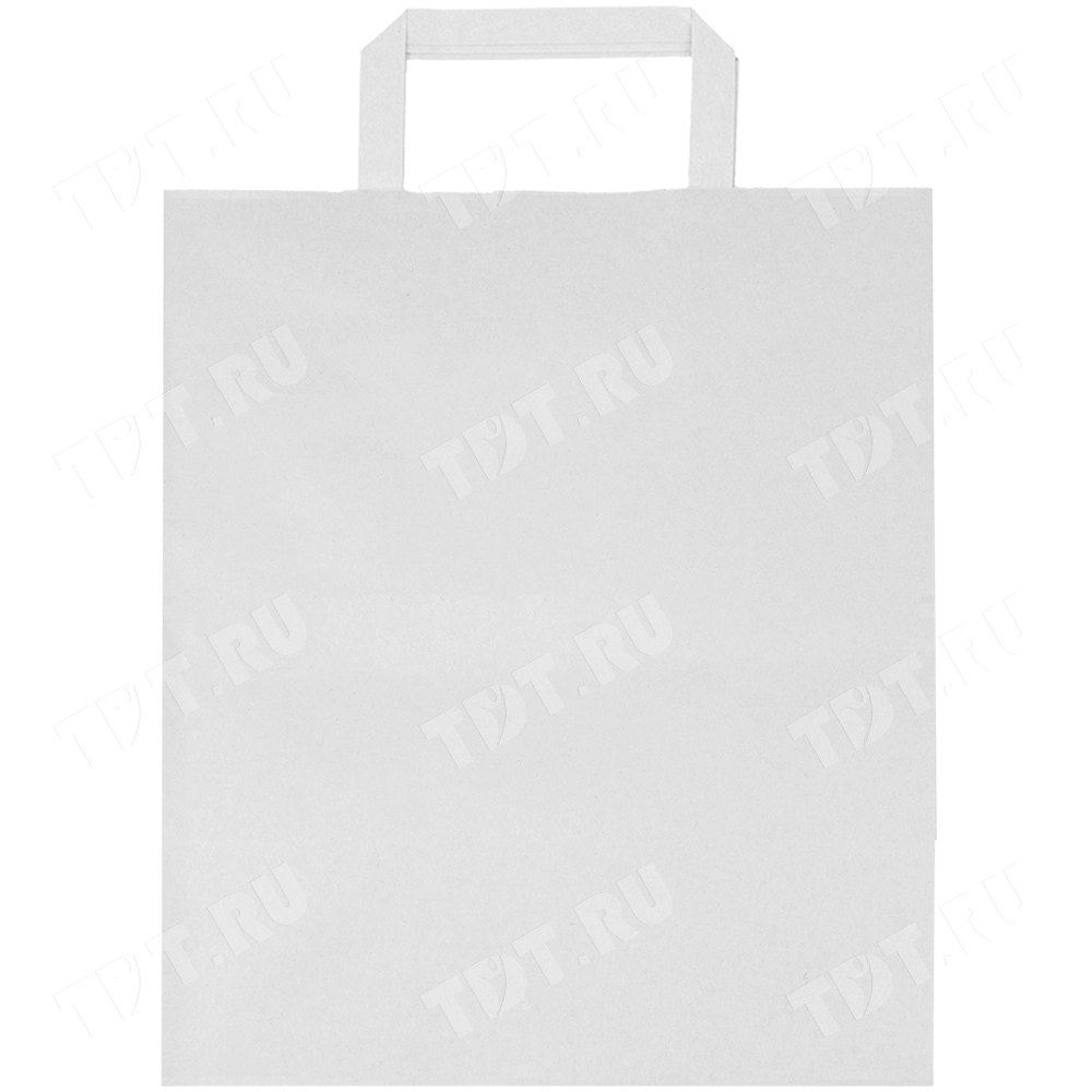 Белый пакет с плоской ручкой, 80 г/м², 24*14*28 см