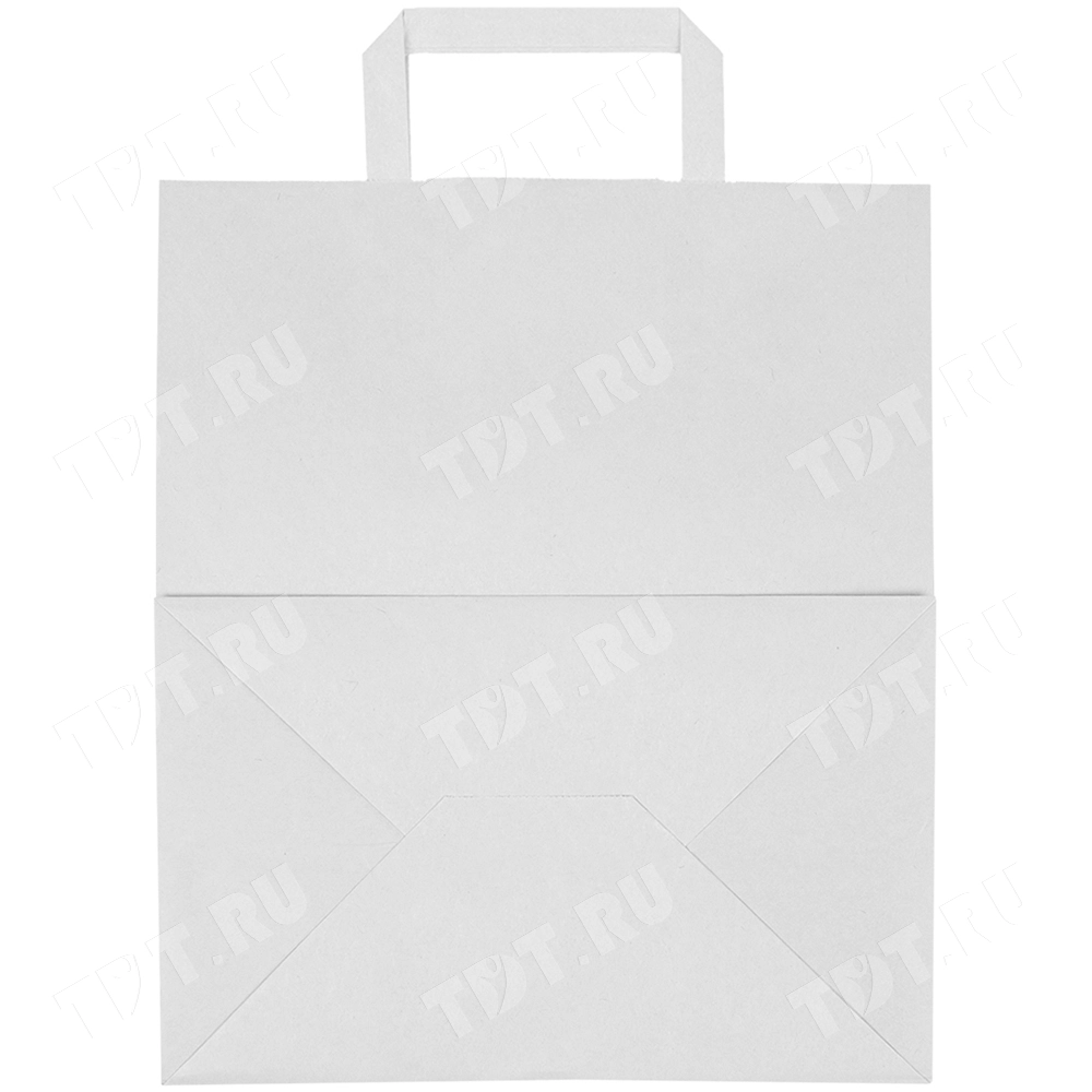 Белый пакет с плоской ручкой, 80 г/м², 24*14*28 см