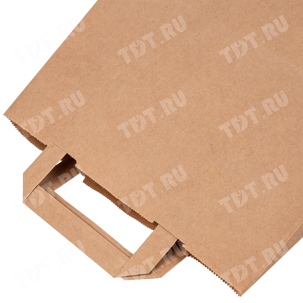 Бурый пакет с плоской ручкой, 70 г/м², 28*15*32 см
