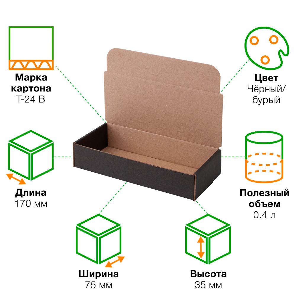 Короб КС-515 МГФ, чёрный, 170*75*35 мм Короб КС-515 МГФ, чёрный, 170*75*35 мм
