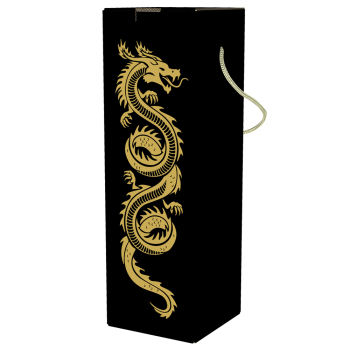 Картонная коробка для бутылки «Дракон на черном», 110*110*370 мм