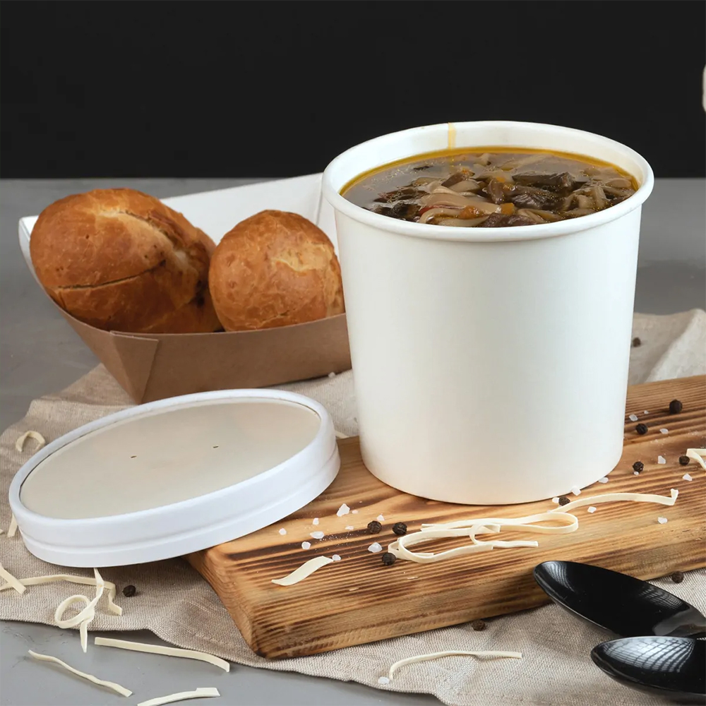 Супница с бумажной крышкой, белая, 760 мл, 25 шт. Супница с бумажной крышкой, белая, 760 мл, 25 шт.