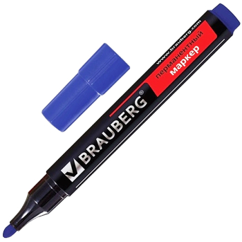 Маркер перманентный BRAUBERG, синий, 3 мм Маркер перманентный BRAUBERG, синий, 3 мм