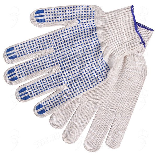 Рабочие перчатки ХБ Люкс, с ПВХ точкой, 5 нитей
