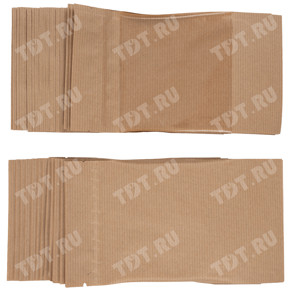 Крафт дой-пак с zip lock, прямоугольное окно 10 см, 12*6*18.5 см, 50 шт.
