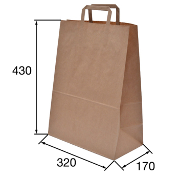 Крафт пакет с плоской ручкой, 70 г/м², 32*17*43 см