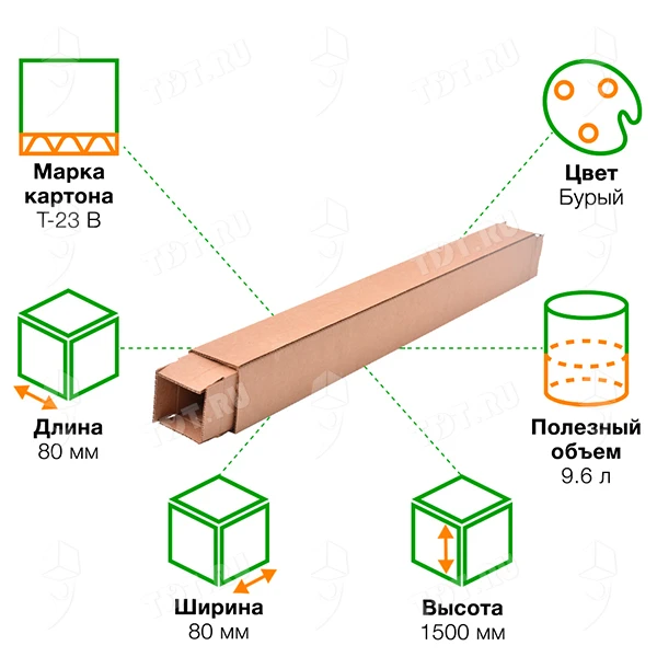 Телескопический короб, 80*80*750+750 мм