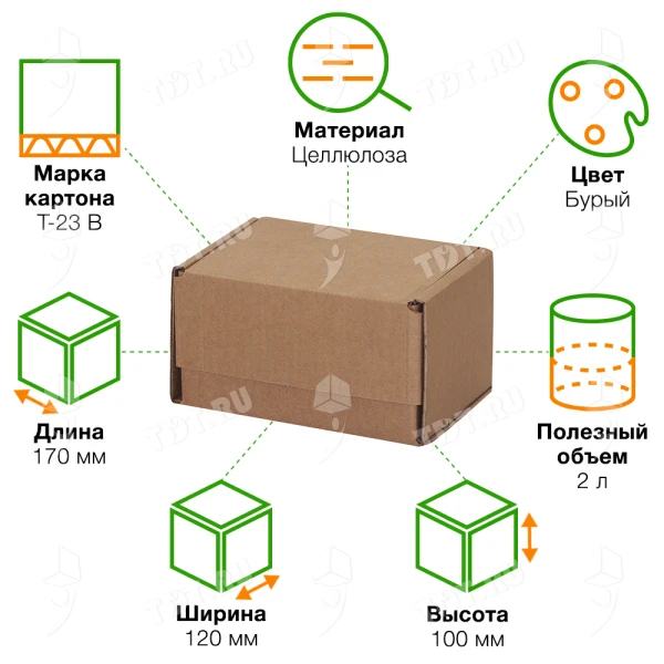 Почтовый короб тип «Ж» 1-й Класс, 170*120*100 мм, T23, 100% целлюлоза