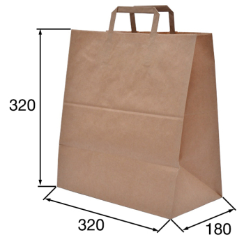 Крафт пакет с плоской ручкой, 80 г/м², 32*18*32 см