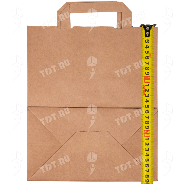 Крафт пакет с плоской ручкой, 70 г/м², 24*14*29 см